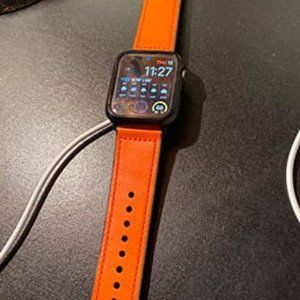 Compatible with Apple Watch Band 45mm 44mm 42mm, Orange Band with Black Adapter